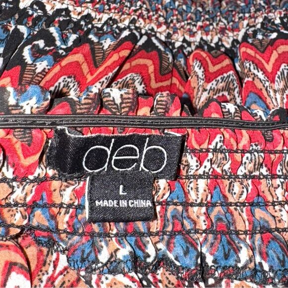 Vintage 90’s Y2K Deb Boho Strapless Red Print Mini Dress Size Large EUC - Picture 5 of 7